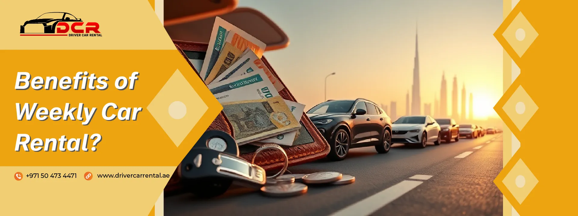 Benefits of weekly car rental in Dubai, including cost savings, flexibility, and convenience for tourists and residents.