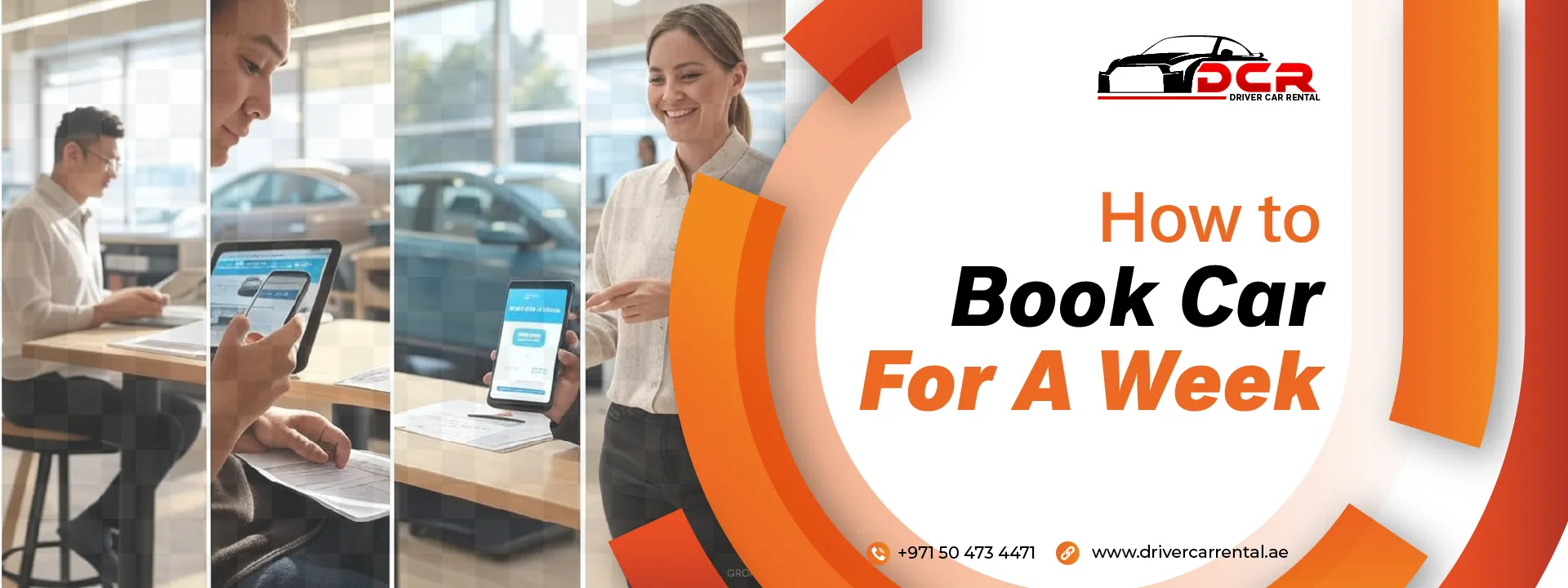 Step-by-step guide to booking a weekly car rental in Dubai with Driver Car Rental, featuring economy, SUV, and luxury vehicles.